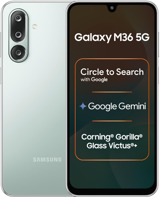 Samsung Galaxy M36 5G – 128GB, 6GB RAM, Light Green – Unlocked Smartphone