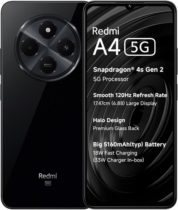 REDMI A4 5G only on Jio SIM (Starry Black, 128 GB)(4 GB RAM)