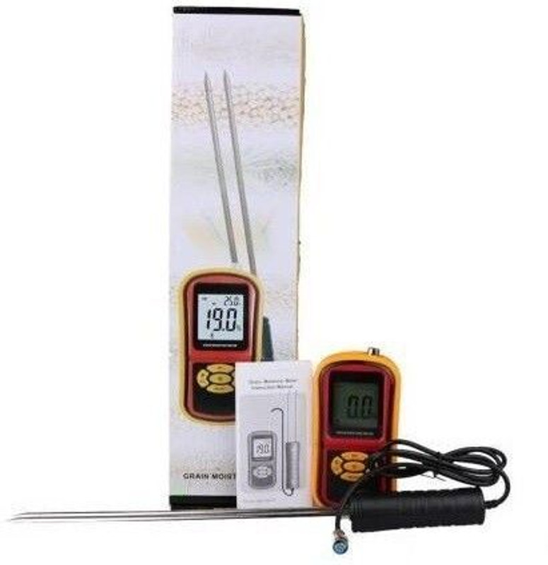 Real Instruments Grain Moisture Meter For Corn Wheat Rice Paddy Fodder Soybean Wheat Hygrometer GMM-640 Pin-Type Digital Moisture Measurer(415 mm)