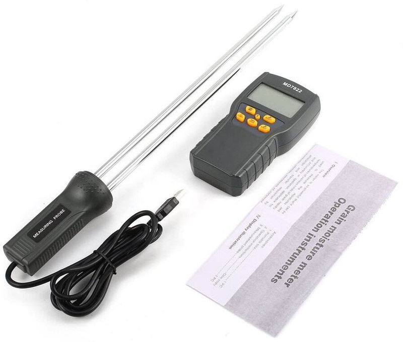 MCP Grain Moisture Measuring Instrument LCD Digital Grain Detector for Wheat, Corn MD-7822 Pin-Type Digital Moisture Measurer(300 mm)