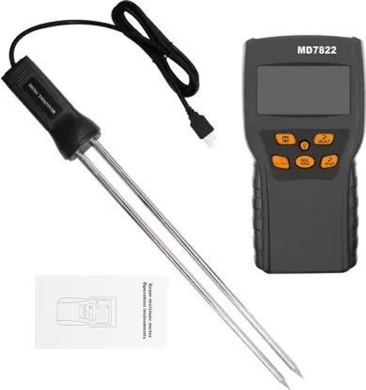 Real Instruments Moisture Meter Tester Digital Grain Moisture Meter, For Wheat, For Maize Paddy MD7822 Pin-Type Digital Moisture Measurer(300 mm)