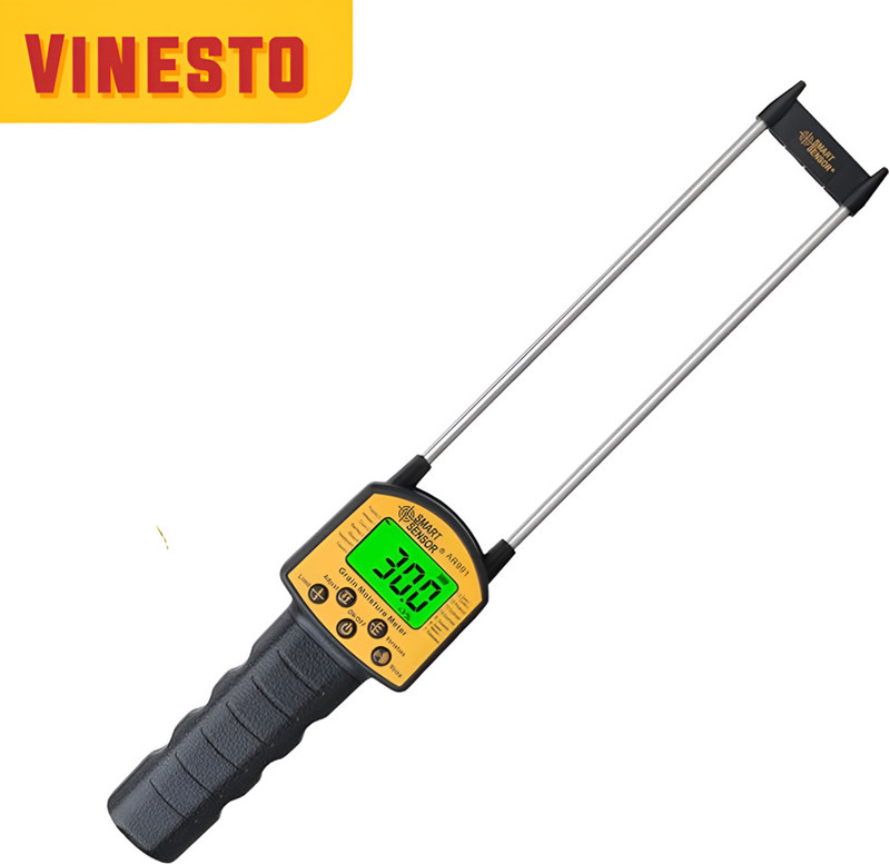 vinesto Grain Moisture Meter – LCD, Voice Alert for Wheat, Rice & More Pin-Type Digital Moisture Measurer(300 mm)