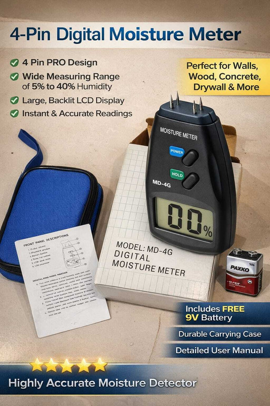 Tech Inspire MD-4G MD4G Pin-Type Digital Moisture Measurer(5 mm)