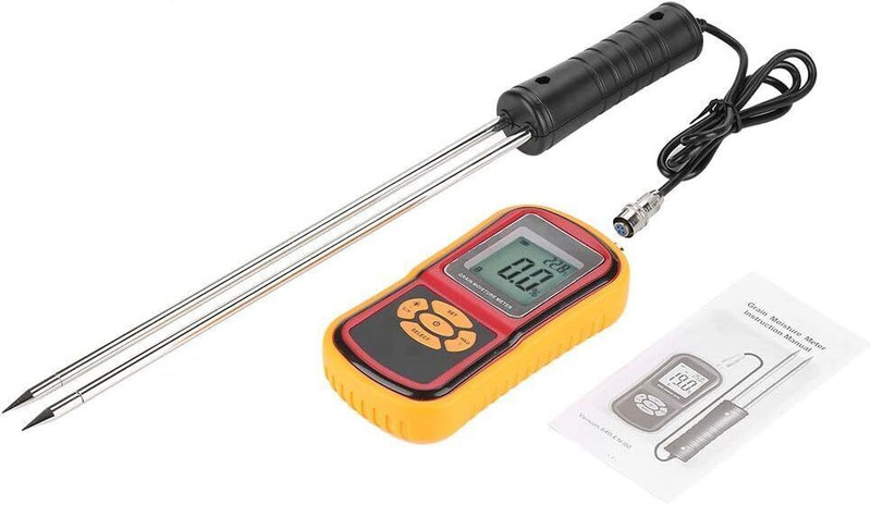 Divinext MD7822 Digital Grain Moisture Meter Wheat Corn Rice Humidity Temperature Tester GMM-640 Digital Grain Moisture Meter Tester GMM 640 Moisture & Temperature Meter Pin-Type Digital Moisture Measurer(410 mm)