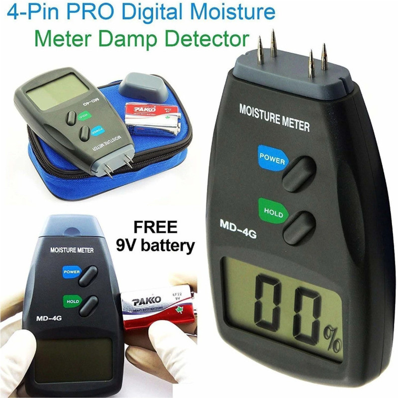 Tech Inspire MD4G Digital Wood Moisture Meter LCD Pin Sensor 5-40% Range Tester MD4G Pin-Type Digital Moisture Measurer(5 mm)