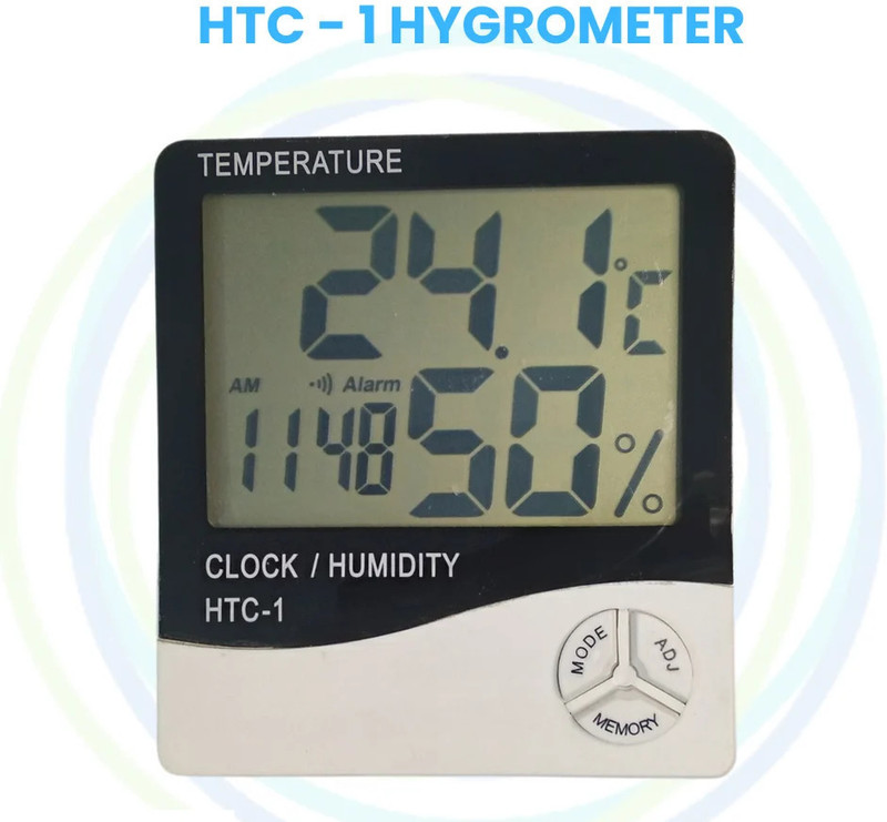 BALRAMA No-battery-needed Mechanical Thermometer Hygrometer Household Indoor Temp Meter Digital Temperature Humidity Meter / Calendar / Clock / Alarm HTC-1 Hygrometer Pinless Analog Moisture Measurer(100 mm)