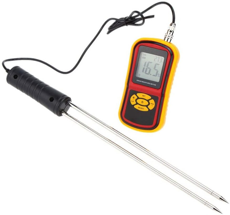 Real Instruments Digital Grain Moisture Meter GMM640 with Probe | High-Accuracy LCD Moisture Tester for Wheat, Rice, Corn, Seeds & Grains Pin-Type Digital Moisture Measurer(30 mm)