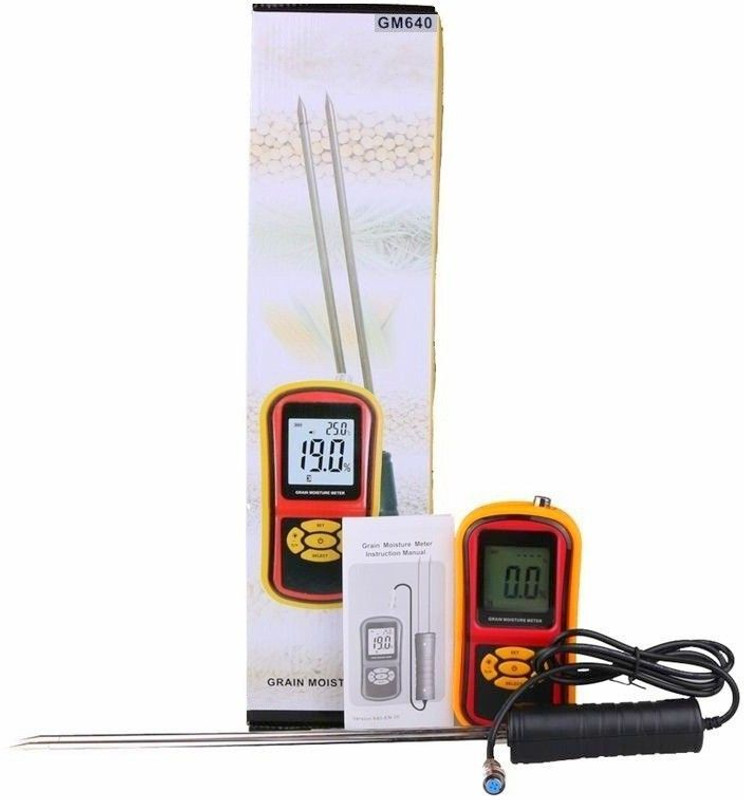 Divinext GM-640 Digital Grain Moisture Meter Tester GM640 2-in-1 Moisture & Temperature Meter Gauge Portable Hygrometer & Temperature Meter with 8 Measuring Grains Species, Foods, Feeds, Paddy, Barley, Corn, Wheat, Rape, Seed, Soya Bean and Rice Bean GM 640 Grain Moisture Damp Meter Pin-Type Digital