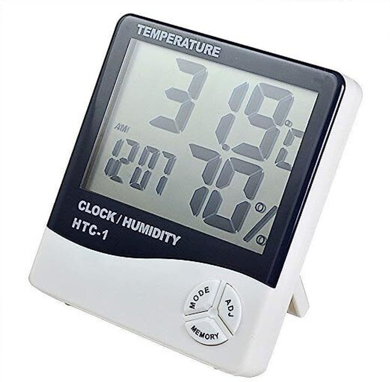 KitchExpo Indoor LCD Thermometer Display & Wall Mount Clock All-in-One Digital Moisture Measurer(40 mm)