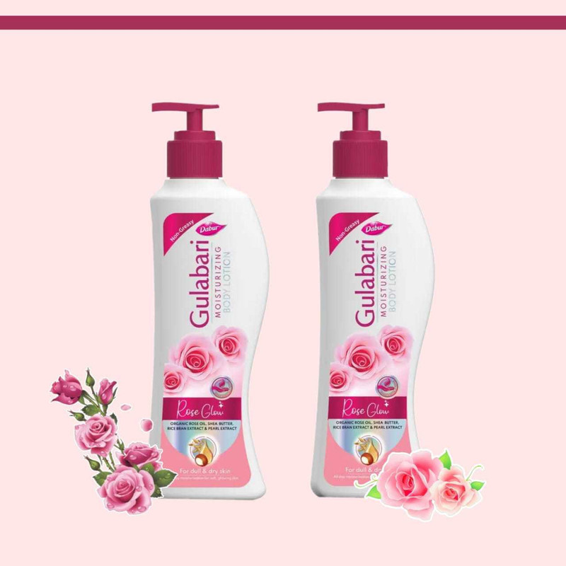 Dabur Gulabari Moisturizing Body Lotion | Rose Glow | 200 ml Each | Pack of 2 | (400 ml)