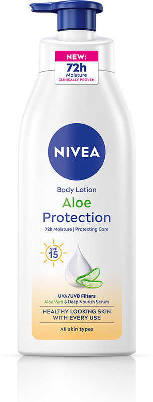 NIVEA Aloe Protection, Hydrating Moisturizer Body Lotion, Natural Aloe Vera & SPF 15(400 ml)