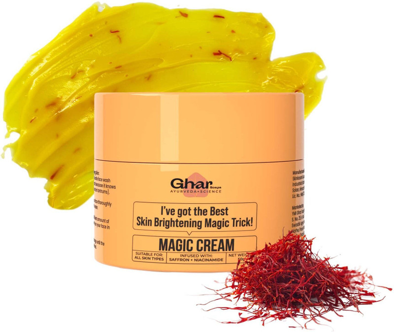Ghar Soaps Magic Cream with Saffron&Niacinamide for De-Tan,Skin Brightening&hydrating| 50g(50 g)