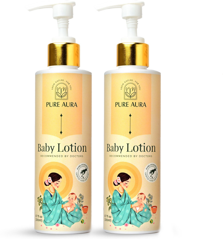 Pure Aura Moisturizing Baby Lotion Pack of 2| Ayurvedic, Chemical-Free| Soft & Gentle Care(400 ml)