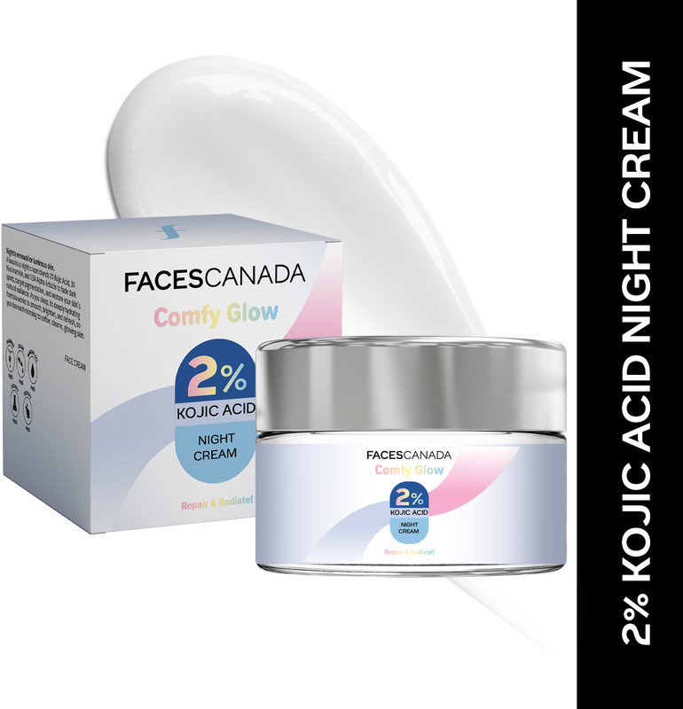 FACES CANADA Comfy Glow 2% Kojic Acid Night Cream | Brigtens Skin | Fades Dark Spots(25 g)