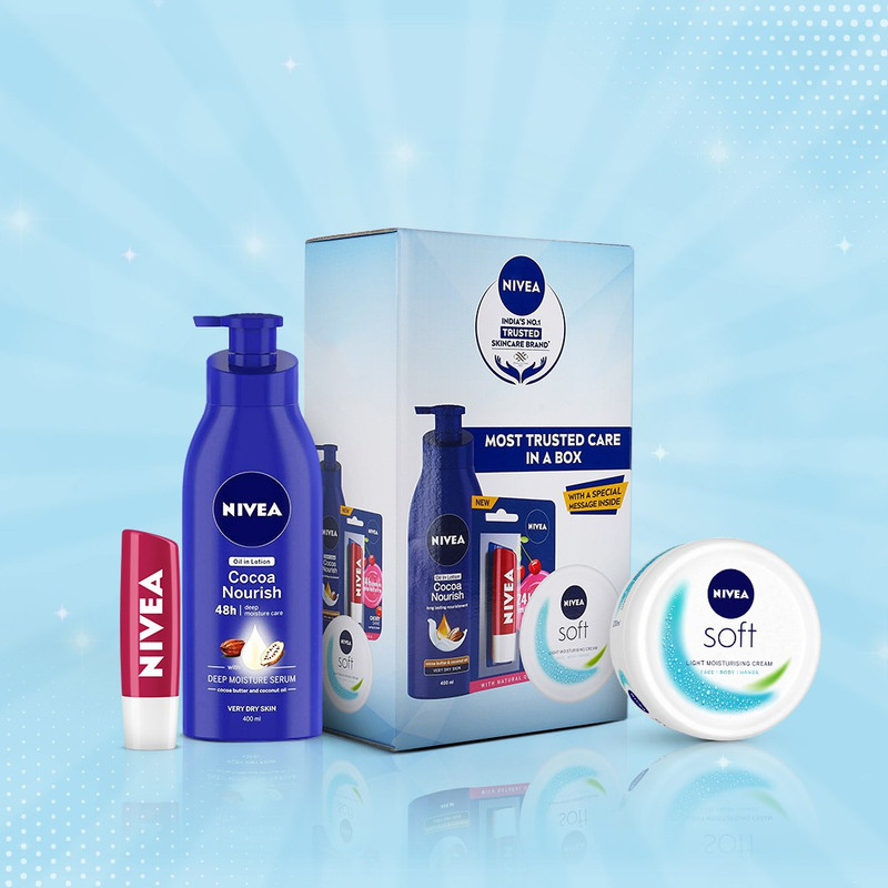 NIVEA BBD Combo, Body Lotion 400ml,Moisturiser 200ml,Lip Care Fruity Shine Cherry 4.8g(604.8 ml)