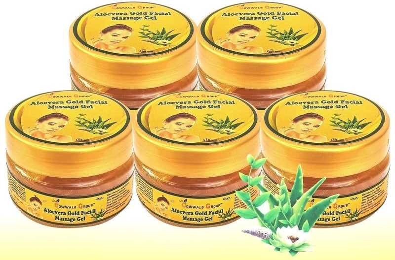 COWWAL'S GROUP Gold Facial Massage Gel Multi-Benefits Vitamin E Pure Herbal Mix 300Gm Pack of 5(300 g)