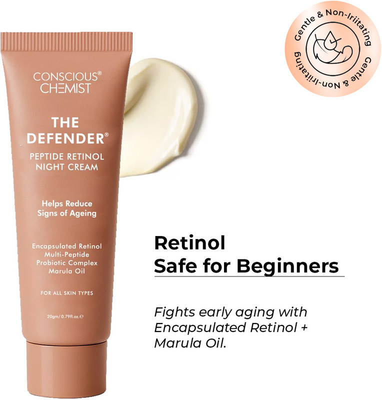 Conscious Chemist Retinol Night Cream | Anti-Aging Moisturizer for Face & Neck | Reduces Wrinkles(20 g)