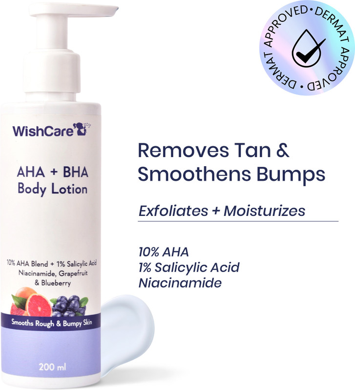 WishCare AHA BHA Body Lotion For Men & Women | Smooths Rough & Bumpy Skin(200 ml)