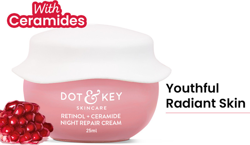 Dot & Key Retinol+Ceramide Night Repair Cream,with Hyaluronic Smooths Wrinkles Fine Lines(25 ml)