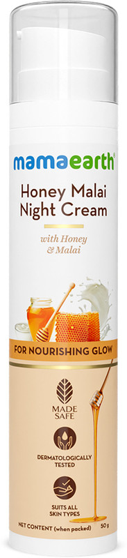 MamaEarth Honey Malai Night Cream with Honey & Malai for Nourishing Glow (50 g)