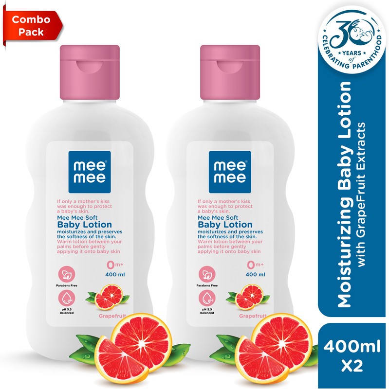 MeeMee Moisturising Baby Lotion with Fruit Extracts - (400ml, Pack of 2)(800 ml)