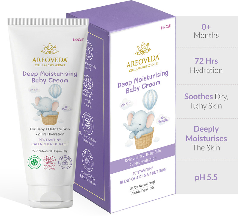 Areoveda Deep Moisturising Baby Cream, 72 Hrs Hydration, For Dry Skin, Safe and Gentle(50 g)