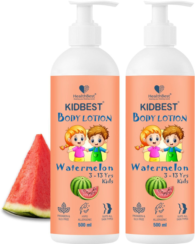 HealthBest Kidbest Body Lotion for 3-13 Years Kids | Each 500ml (Pack of 2)(1000 ml)