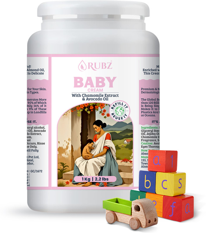 Rubz Baby Rich Moisturizing Cream With Almond Oil & Shea Butter For Dry Skin | 1 Kg(1 kg)