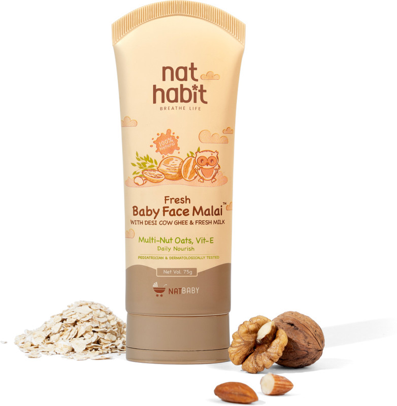 Nat Habit Multi-Nut Oats Vit-E Baby Cream For Face, Extra Soft And Gentle(75 g)