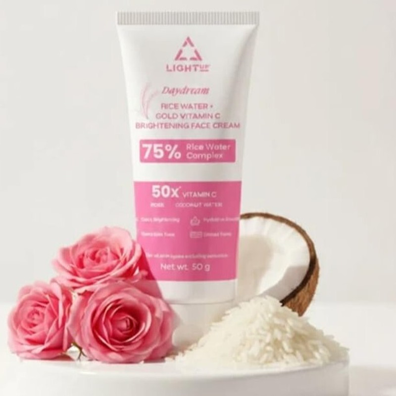 light up Daydream 75% Rice Water Complex Brightening Face Cream | Oil Free, Hydrates Skin(50 g)