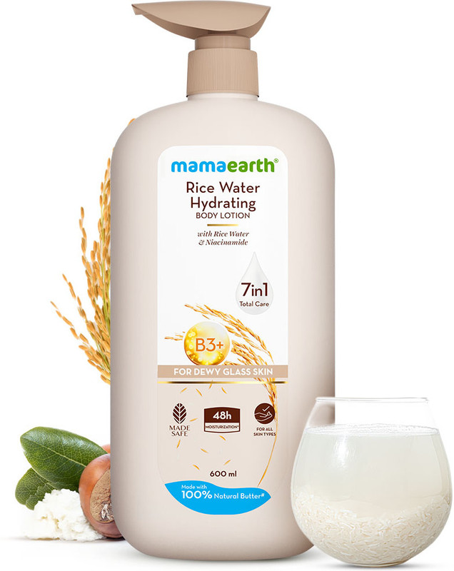 Mamaearth Rice Water Hydrating Body Lotion with Rice Water & Niacinamide for Dewy Skin(600 ml)