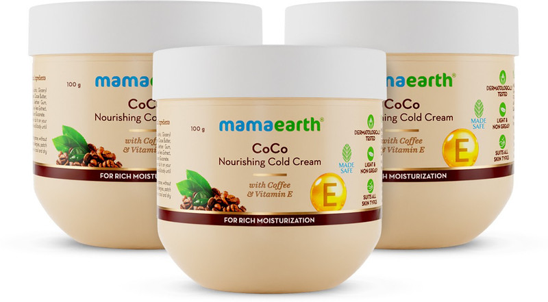 MamaEarth CoCo Nourishing Cold Cream For Dry Skin With Coffee and Vitamin E (Pack of 3) (300 g)
