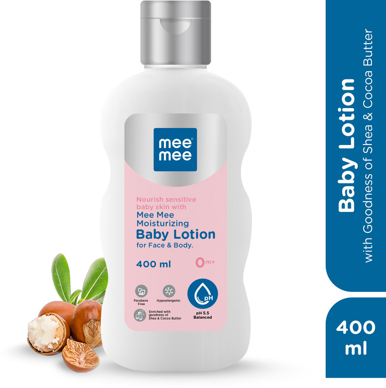 MeeMee Moisturizing Baby Lotion for Face & Body, Shea, Cocoa Butter & Almond Oil(400 ml)