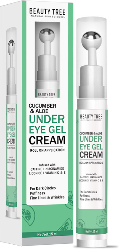 BEAUTY TREE Cucumber & Aloe under Eye Gel Cream for dark circles, Fine lines & Wrinkles(15 ml)