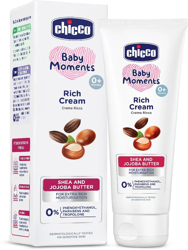 Chicco Baby Moments Rich Cream, Paraben & Phenoxyethanol Free, 0M+(100 g)