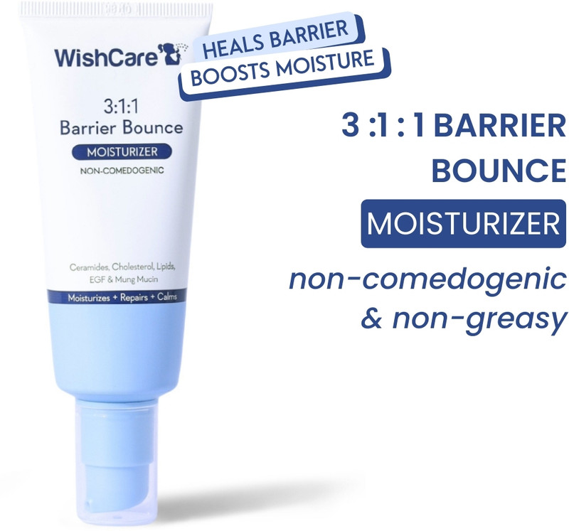 WishCare 3:1:1 Barrier Bounce Moisturiser For All Skin Types|Non-Comedogenic(50 ml)