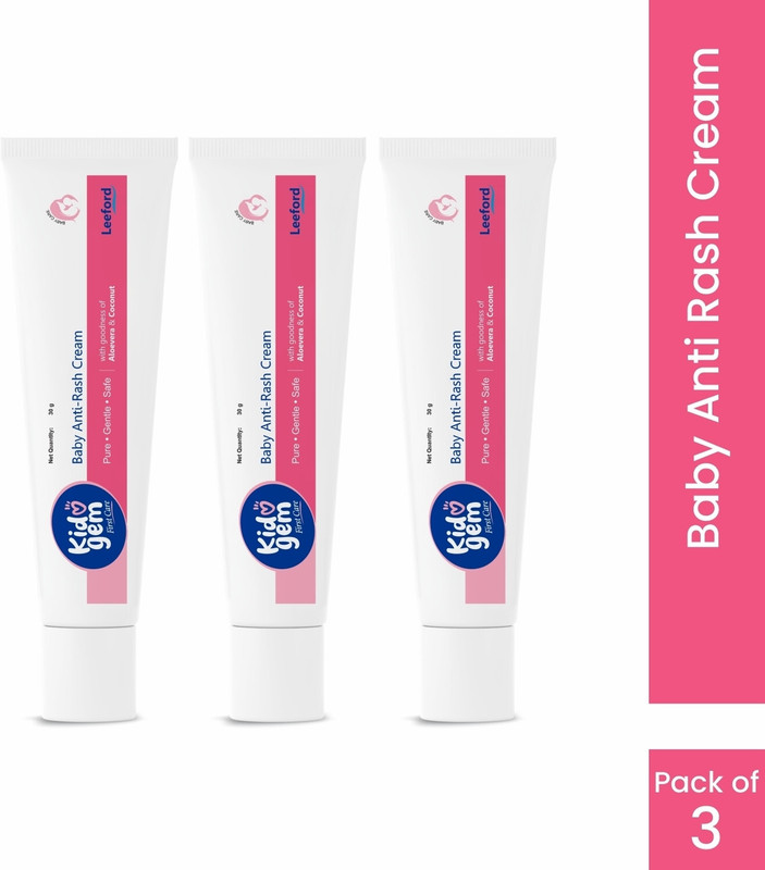 Kidogem Baby Diaper Rash Cream with Aloevera,Reduces Itching, Rashes & Redness Pack of 3(90 g)