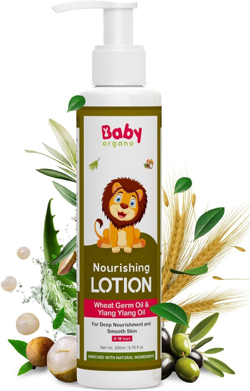 BabyOrgano Non-Sticky and Nourishing Ayurvedic Baby Lotion with Wheat Germ Oil and Aloevera(200 ml)