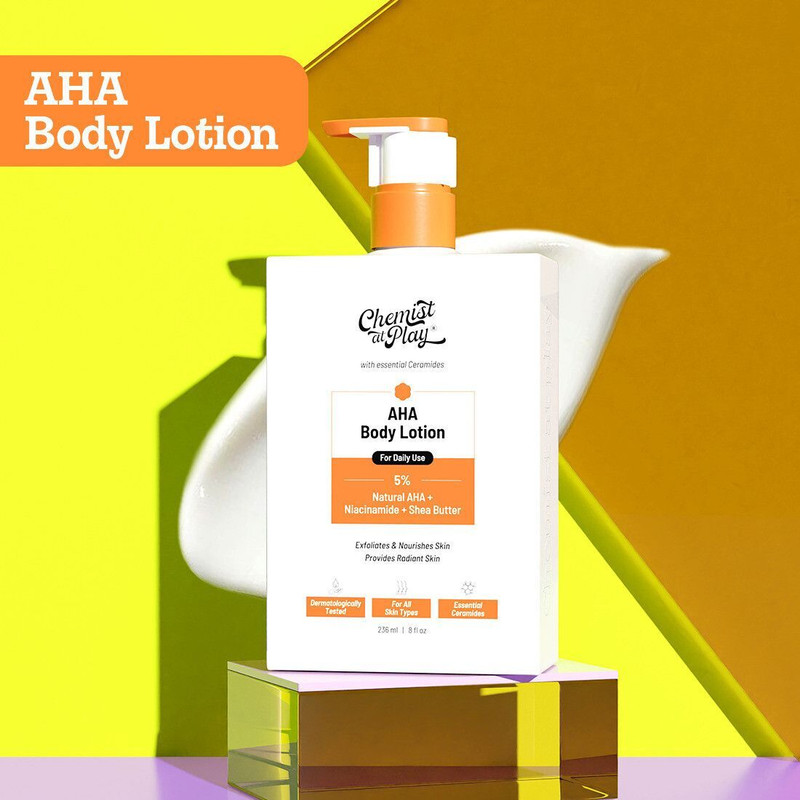 Chemist at Play AHA Body Lotion with Niacinamide, Shea Butter | Moisturizer For All Skin Types(236 ml)