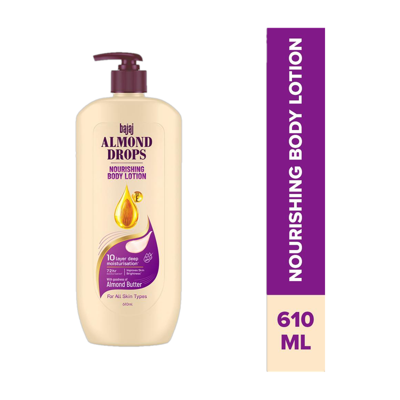 BAJAJ Almond Drops Nourishing Body Lotion with Almond Butter, 72 Hr Moisture Retention(610 ml)
