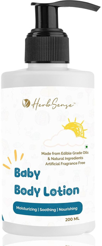 HerbSense Natural Baby Body Lotion Fragrance-Free, Gentle Daily Care Cream For Babies(200 ml)