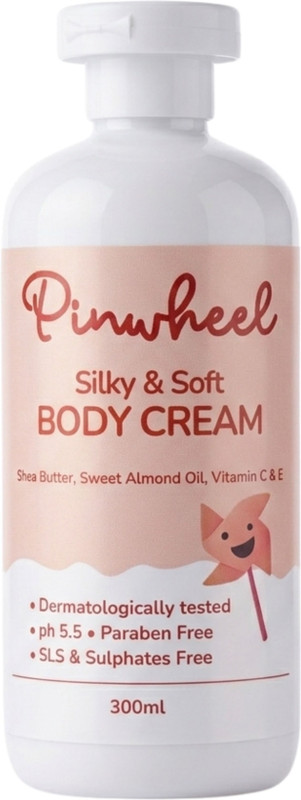 PINWHEEL Hydrating Body Cream for Kids (4-12 Years) | Lightweight & Non-Greasy | ph 5.5(300 ml)