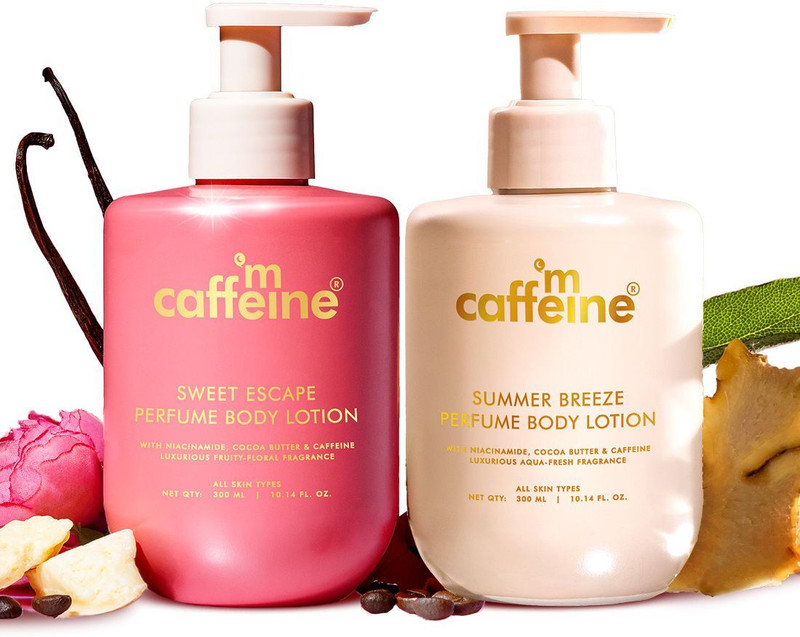 mCaffeine Perfume Body Lotion Combo | Shea Butter Deeply Moisturizes | Fruity & Aqua Scent(600 ml)
