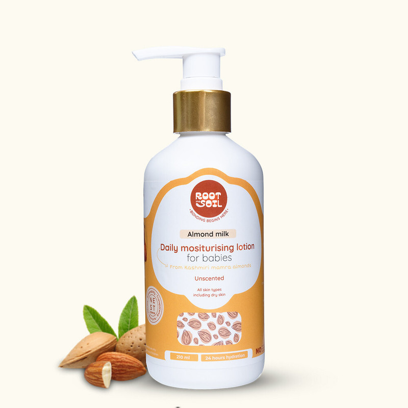 Root and Soil Almond Milk Daily Moisturizing Lotion for Babies | Prevents & Solves Dry Skin(210 ml)