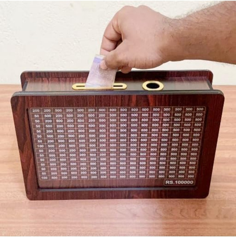 Nitya Store Money bank rectangle Wooden Money Clip(Brown)