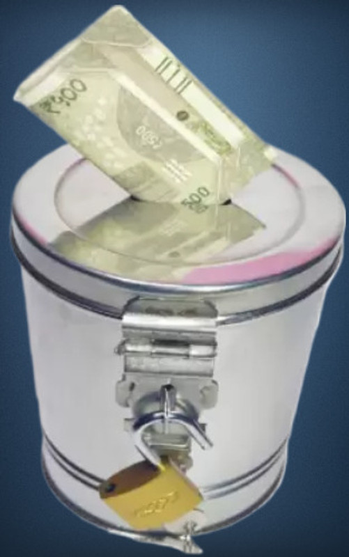 Wiretail Round Shape Stainless Steel Coin Box Piggy Bank Money Pack of 2 Stainless Steel Money Clip(sliver)