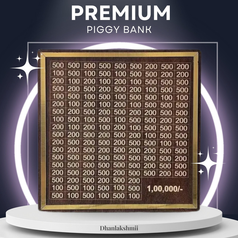 Dhnalkshmii ₹1,00,000 Wooden Money Saving Box | Reusable Coin Bank for Adults & Kids Premium Wooden Money Clip(Brown, Gold)
