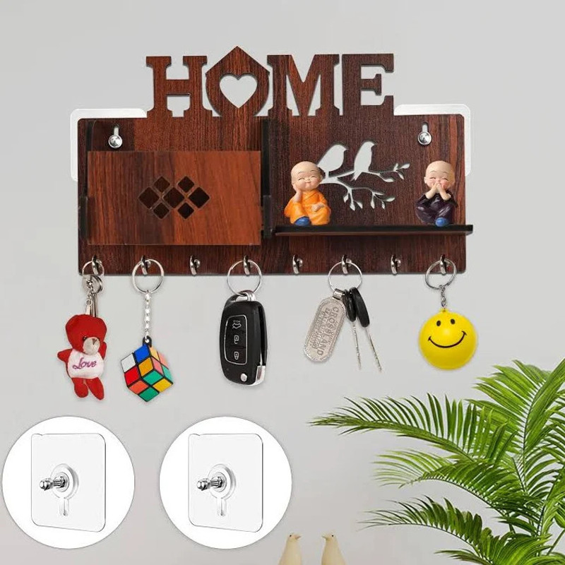 RR Handicraft home key holder Wooden Money Clip(brown)