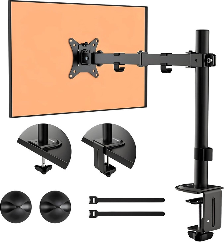 Artikel CO12 Single Mount Adjustable Monitor Arm VESA Mount with C Clamp & Grommet Base Desk Mount Monitor Arm
