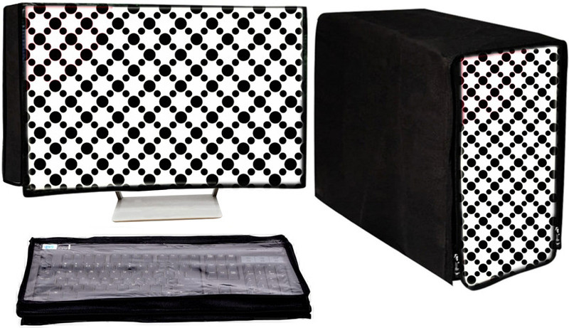 GUTSAV SALES COMPUTER DUST COVER 3 SET 20 INCH for 20 inch MONITER, KEYBOARD, CPU, TV  - DESKTOP COVER FULL SET 20 INCH(RED & BLACK)